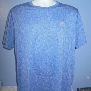 Men Adidas Climalite Blue Heather Short Sleeve Shirt L